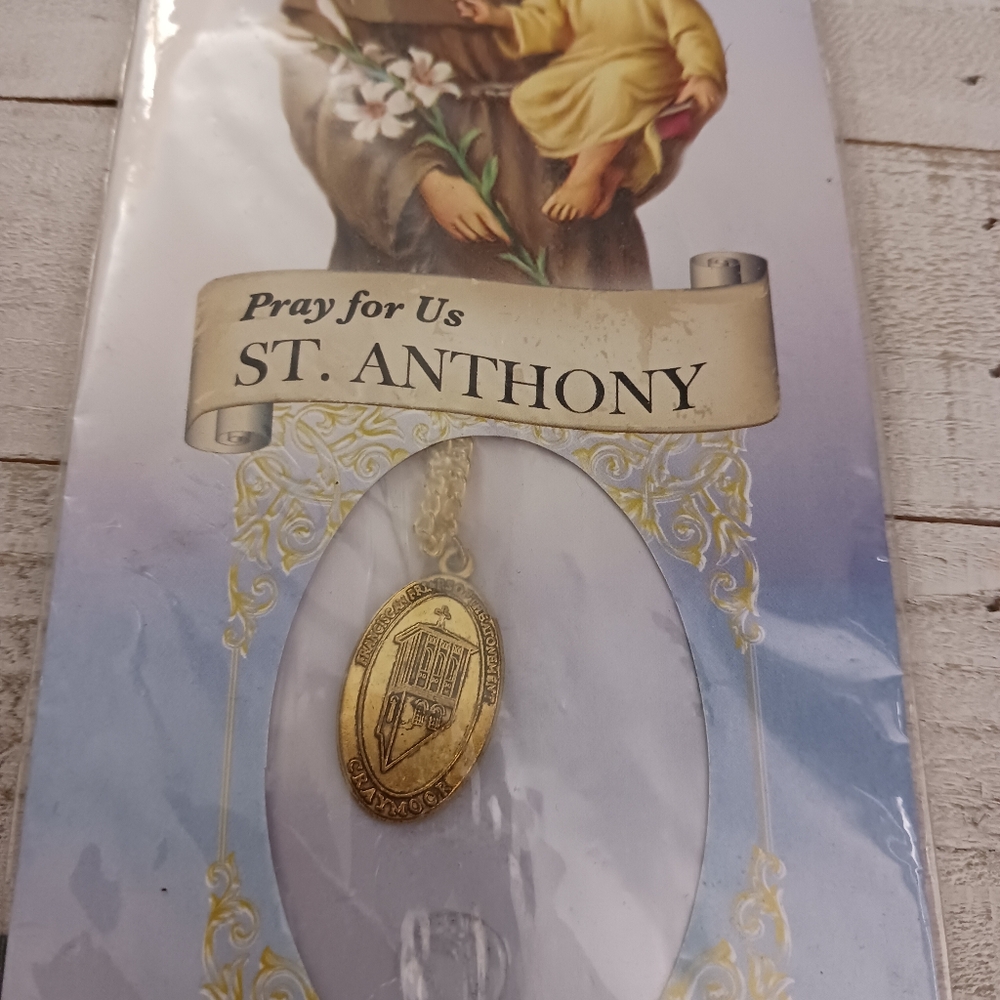 St. Anthony goldtone charm necklace